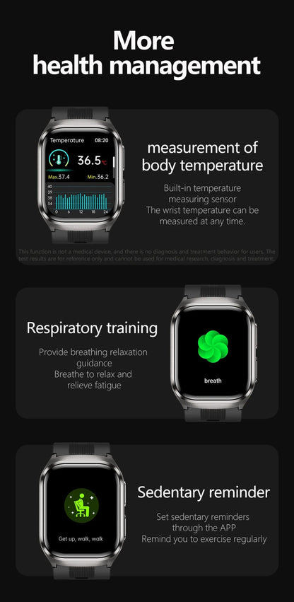New Air Pump Airbag True Blood Pressure Health Measure Smart Watches Men Micro Physical Examination Fitness Sport SmartWatch NFC