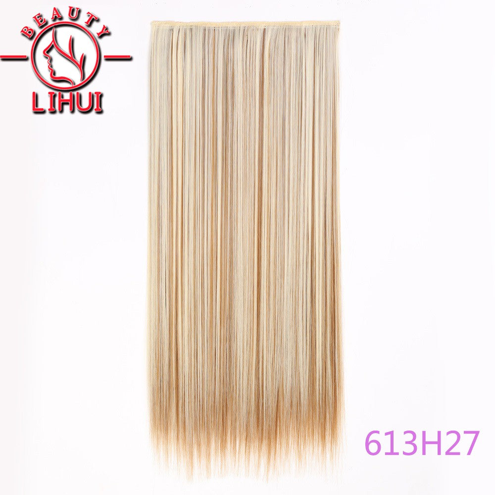 Extensões de cabelo sintéticas com clipe, longas e lisas, com 5 clipes em uma única peça, extensões de cabelo multicoloridas LIHUI