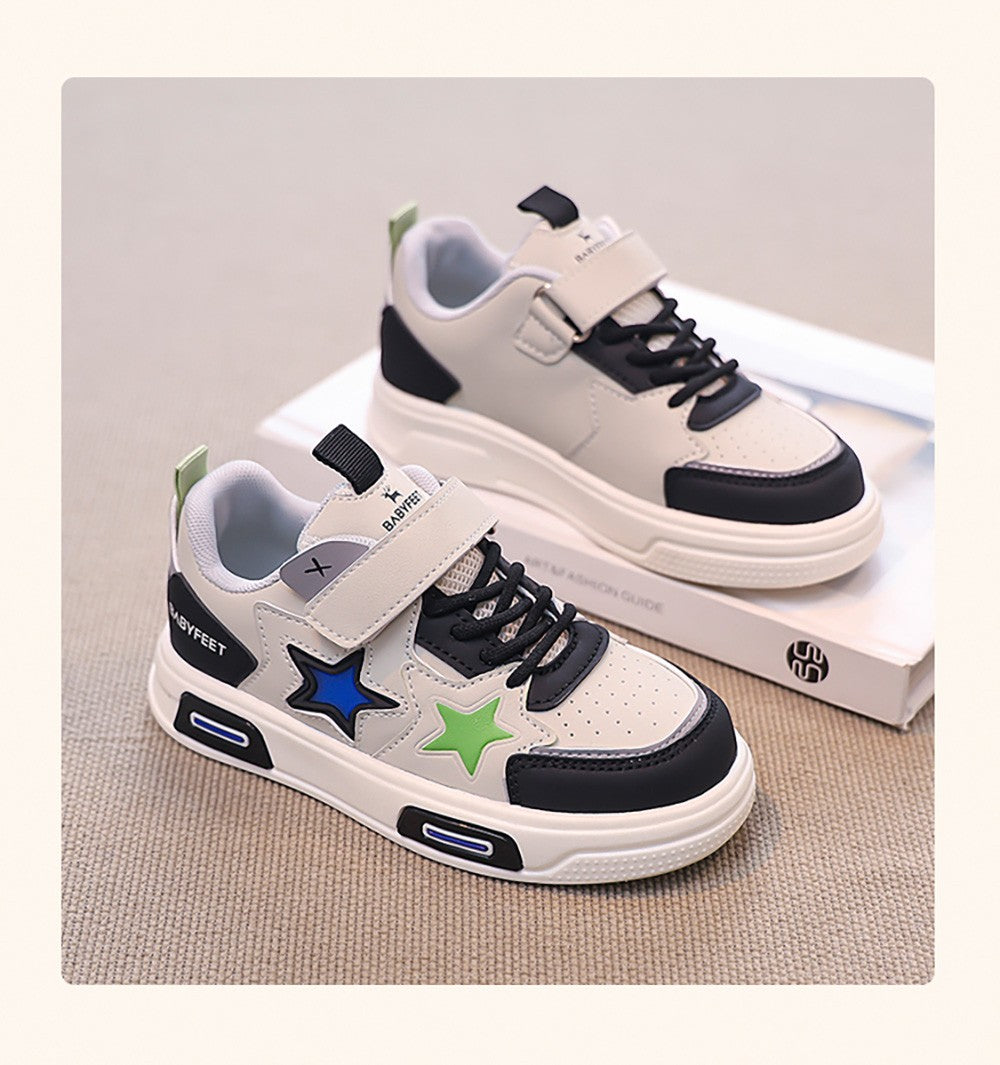 PU Leather Sport Shoes For Children 2025 Trend Fashion Teenager Girl's Sneakers Anti-slippery Kid's Tennis Shoes Running Shoes