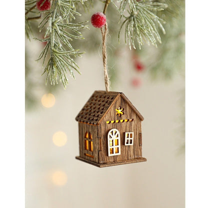 New Luminous Wooden House Christmas Pendants New Year Creative Xmas Tree Ornaments Gifts Pendant Christmas Decorations
