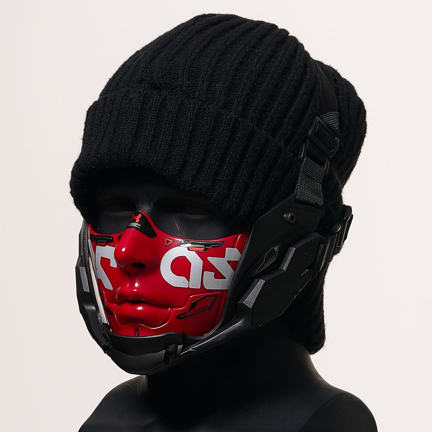 Cyberpunk Half Face Mask Mecha Style Halloween Cosplay Mask Adjustable Straps Breathable Comfort Tactical Streetwear Motorcycle