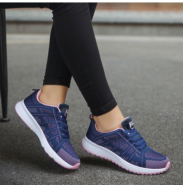 Women's Sneaker 2025 New Fashion Breathable Trainers Comfortable Sneakers Mesh Fabric Lace Up Women's Tennis Shoes For Women