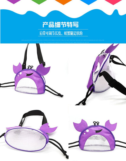Crab Children's Beach Bag Storage Bag Outdoor Shell Bag Travel Crossbody Small Backpack Toy Storage Bag