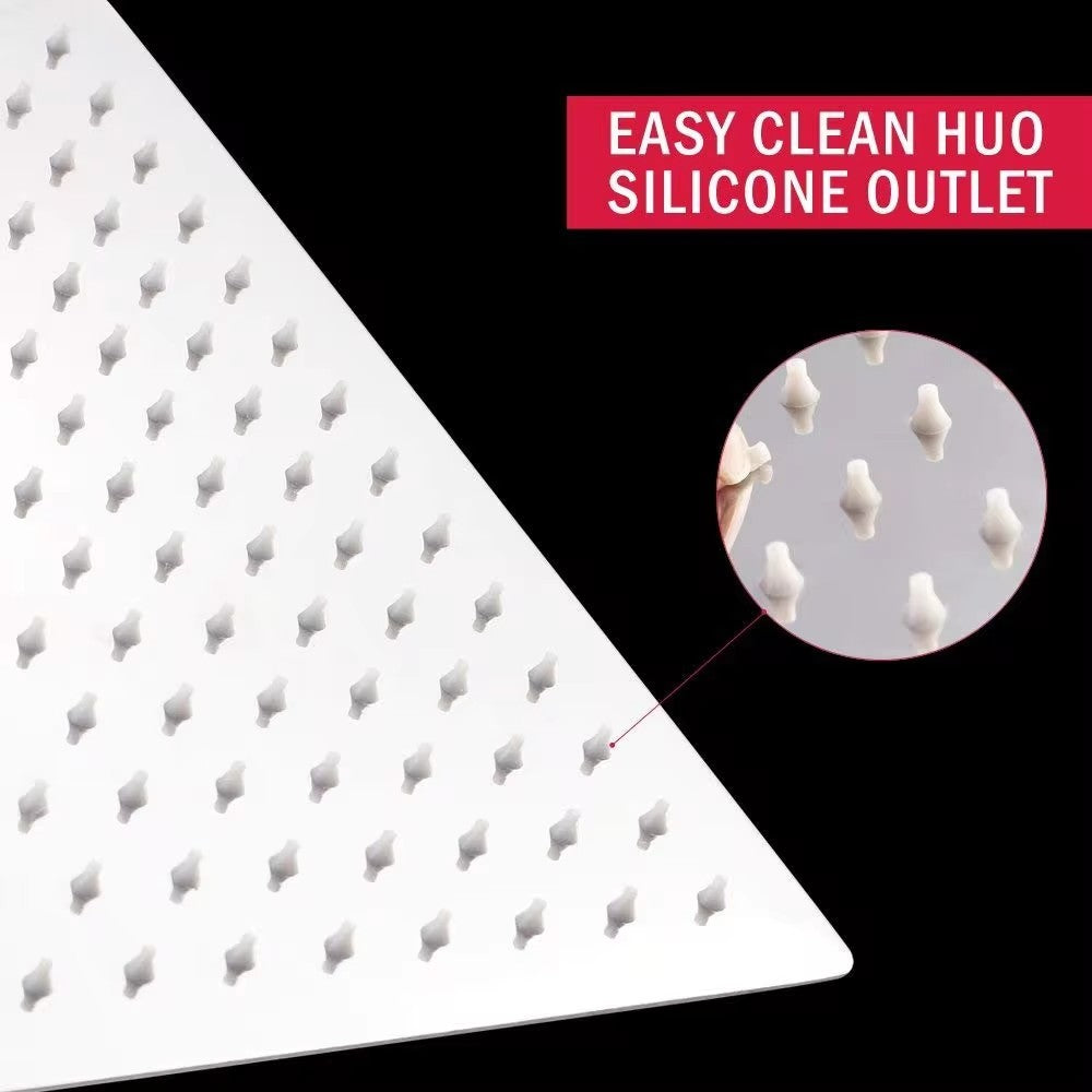 High Pressure Waterfall Stainless Steel Shower Head High Flow 8" 10" 12" Square Pressure Boosting Design Spa Bathroom Showerhead