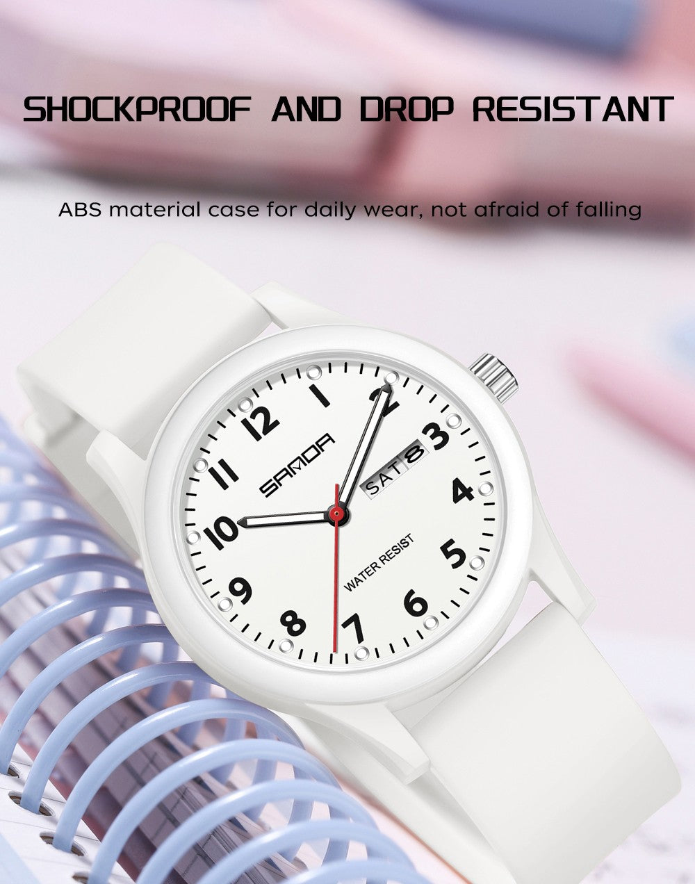 SANDA 3263 Fashion Casual Men Watch Silicone Strap Waterproof Luminous Clock Unisex Wristwatch Date Week Sport Man Watches