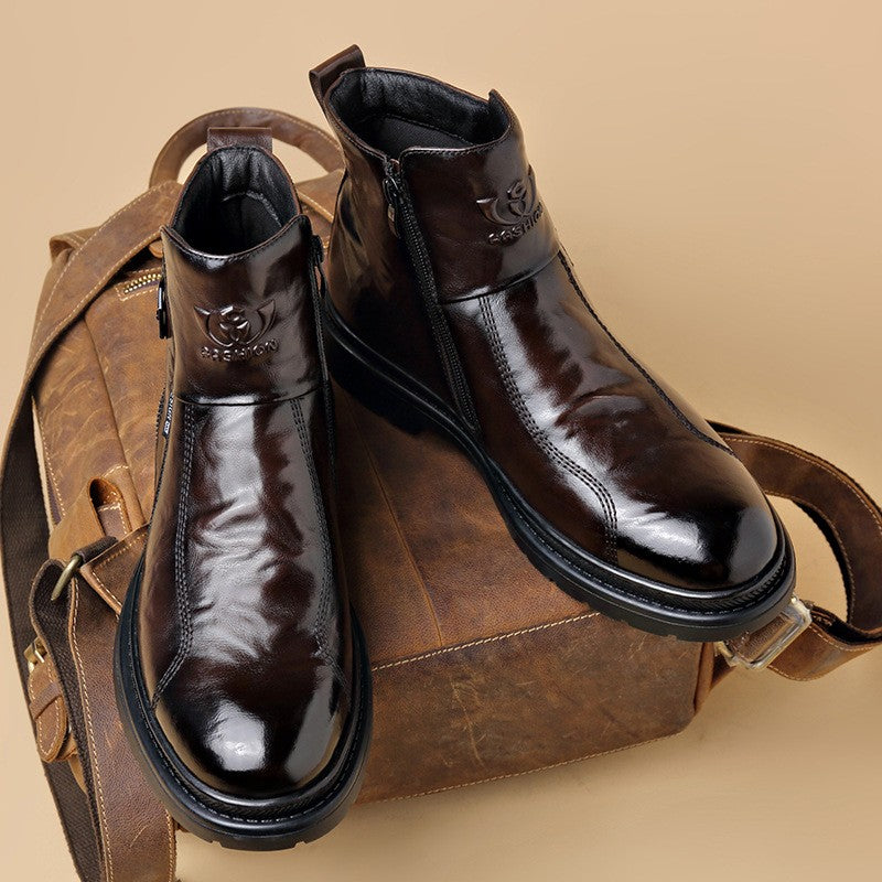 British-style Men's Casual Retro Chelsea Boots for Men Autumn Winter Cow Leather Shoes Male Fashion New Designer Ankle Boots Man