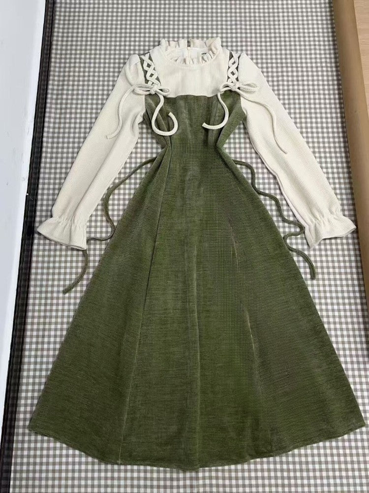 French Vintage Midi Dress Women Casual Evening Party Plaid Dress Office Lady Out