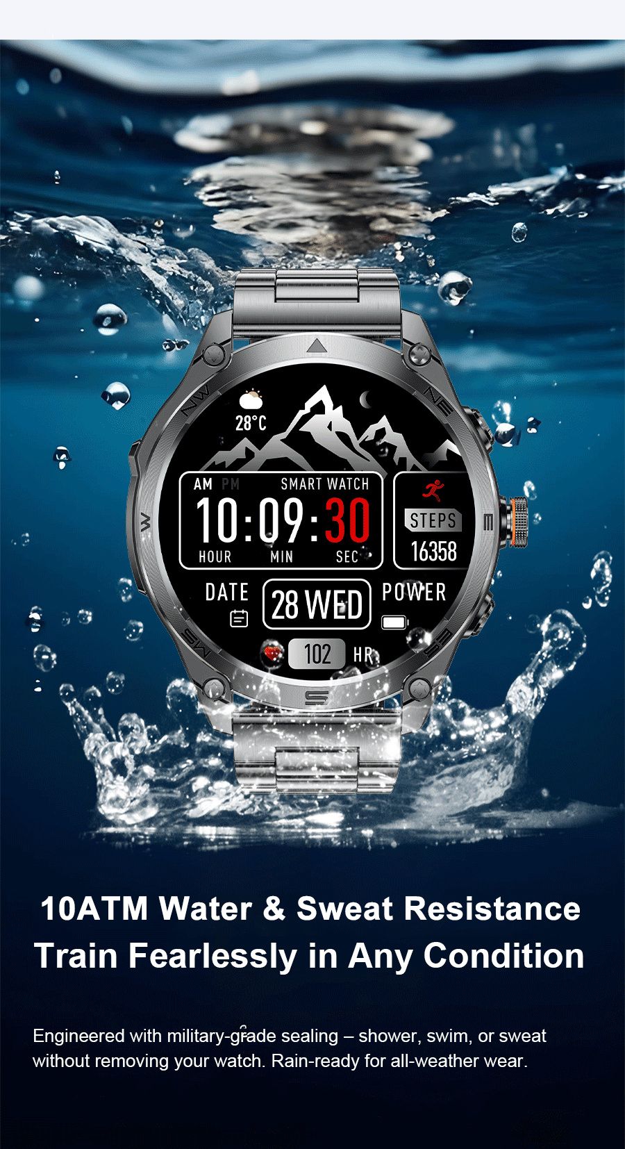 2025 Novo Smartwatch Militar T-Rex 3 Ultra GPS Bateria de 1000mAh 10ATM à Prova D'água Bússola Lanterna Rastreador Esportivo Smartwatch Masculino