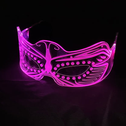 Led Luminous Glasses Bar Masquerade Concert Rave Goggles Rainbow Space Robot Futuristic Led DJ LIGHT Glasses Star Y2k Glasses