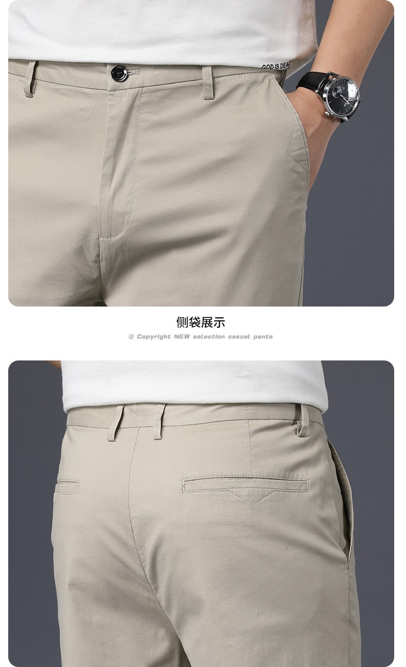 Mens Pants Cotton Casual  Stretch male trousers man long Straight High Quality 4 color Plus size pant suit  42 44 46