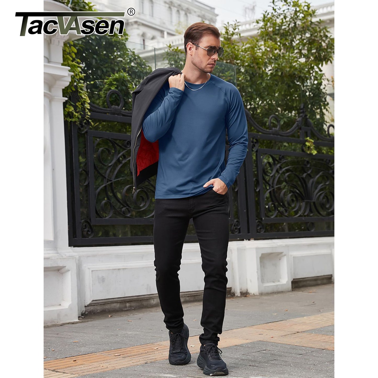 TACVASEN Fleece Lined T-shirts Mens Thermal Long Sleeve T Shirts Winter Autumn Athletic Workout Base Layer Pullover Tops Male