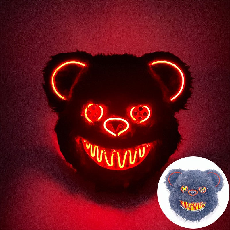 Novelty LED Bloody Furry Bunny Rabbit Bear Mask Realistic Scary Horror Killer Adult Masquerade Cosplay Costume Accessory
