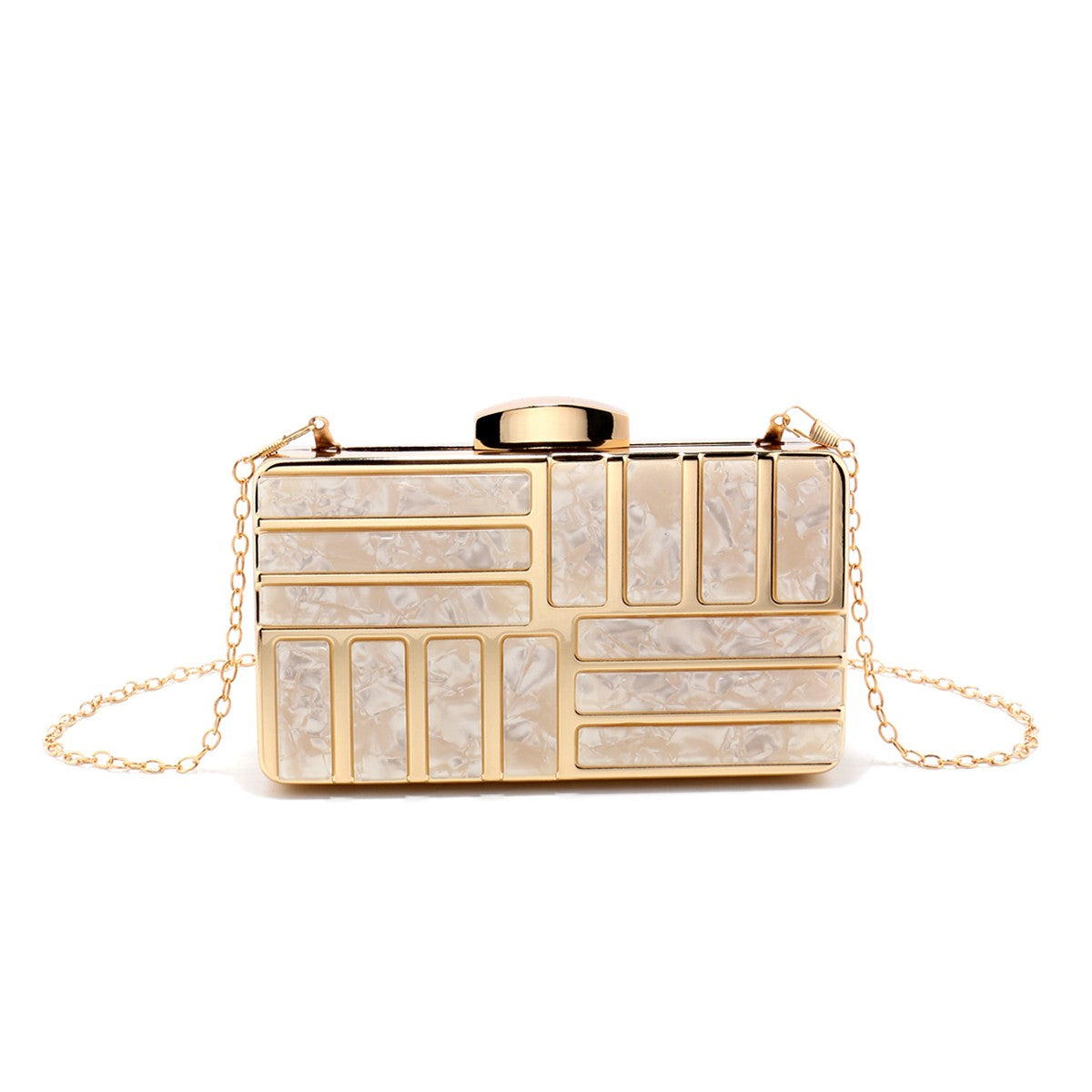 Acrylic Women Clutch Evening Bags Flap Luxury New Arrival Hollow Out Style Glitter Handbags Metal Chain Party Wedding Bridal Pro