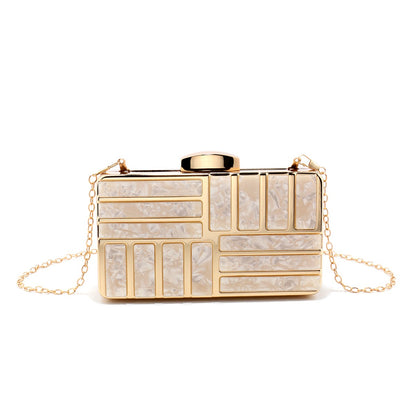 Acrylic Women Clutch Evening Bags Flap Luxury New Arrival Hollow Out Style Glitter Handbags Metal Chain Party Wedding Bridal Pro