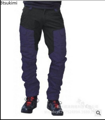 2025 Men's Outdoor Sports Casual Cargo Pants Fashion Color Blocking Multi-pockets Work Pants Male Baggy Joggers Pants Streetwear
