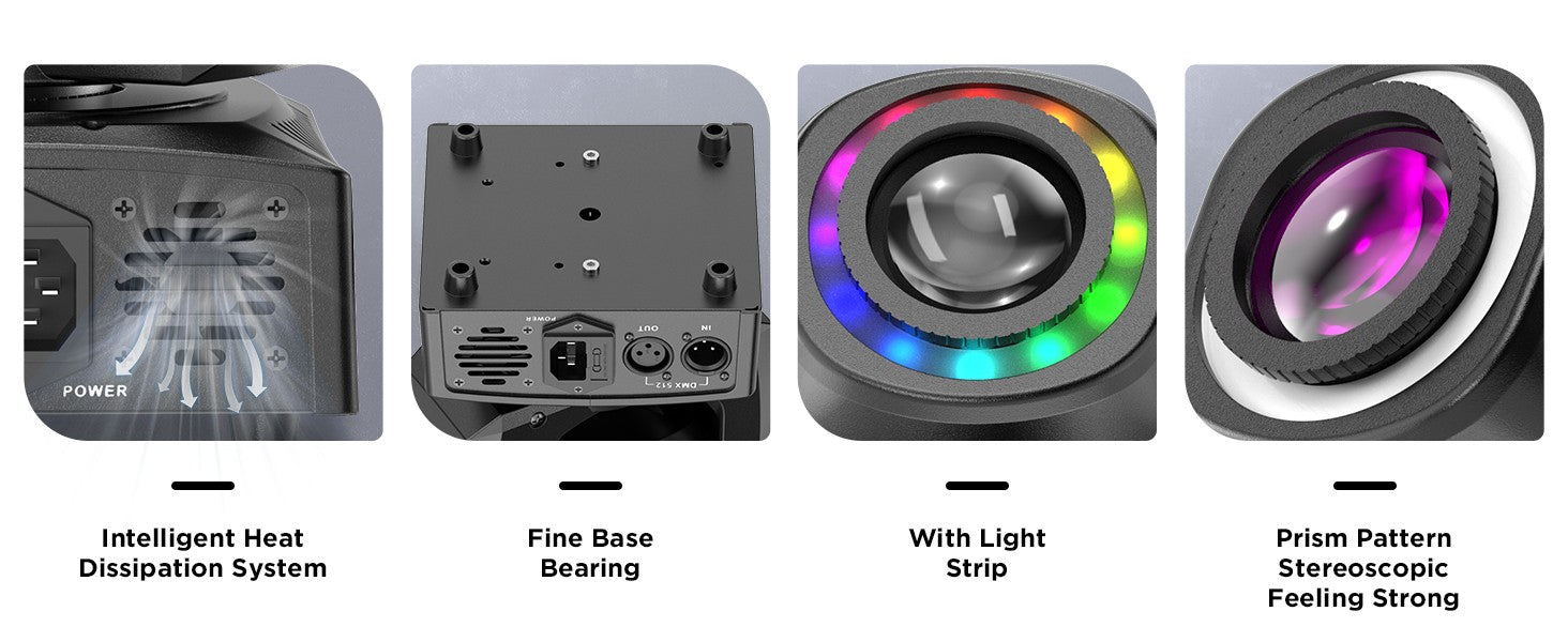 Datewink 120W LED Beam Moving Head Light 8 Patterns RGB Stage Lighting Effect DMX512 For DJ Disco Show Concert Party KTV Karaoke