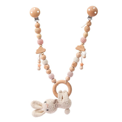 Baby Crochet Stroller Toys Wooden Hanging Ocean Stroller Teething Rattle Bell Animal Mobiles Gym Stroller Pendants Gifts Toys