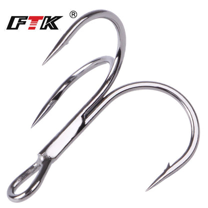 FTK Anzol de Pesca Bass com Três Pontas e Suporte para Isca, Suporte para Isca, Anzol de Isca, Conjunto de Anzóis de Manivela para Amarração de Mosca, Água Salgada, Anzol de Agulha para Pesca