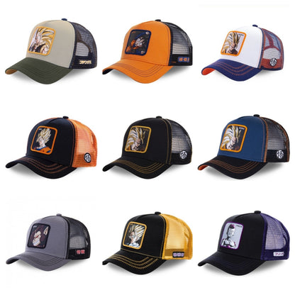 New Dragon Ball Son Goku Cap Summer Travel Peaked Cap Men's Embroidery Hip-Hop Cap Style Sun Visor Adjustable Trucker Mesh Cap