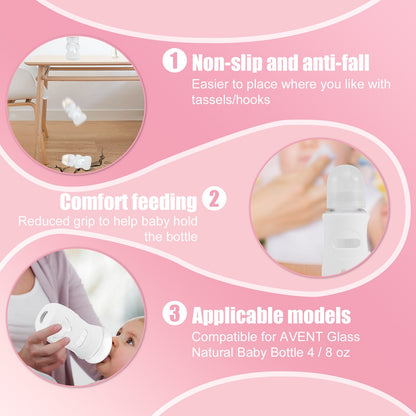 Silicone Sleeves Silicone Baby Bottle Cover Insulated Glass Bottle Compatible with AVENT Glass Natural Baby Bottle 4/8Oz