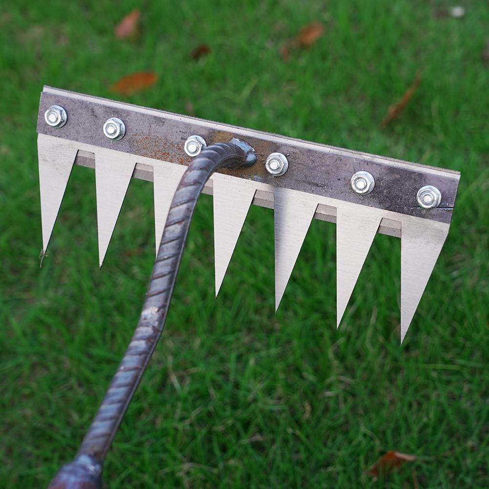 1PCS Teeth Carbon Steel Garden Hand Rake for Farm Garden Weeding Tools Scarifier Agricultural Nail Harrow Metal Harrow