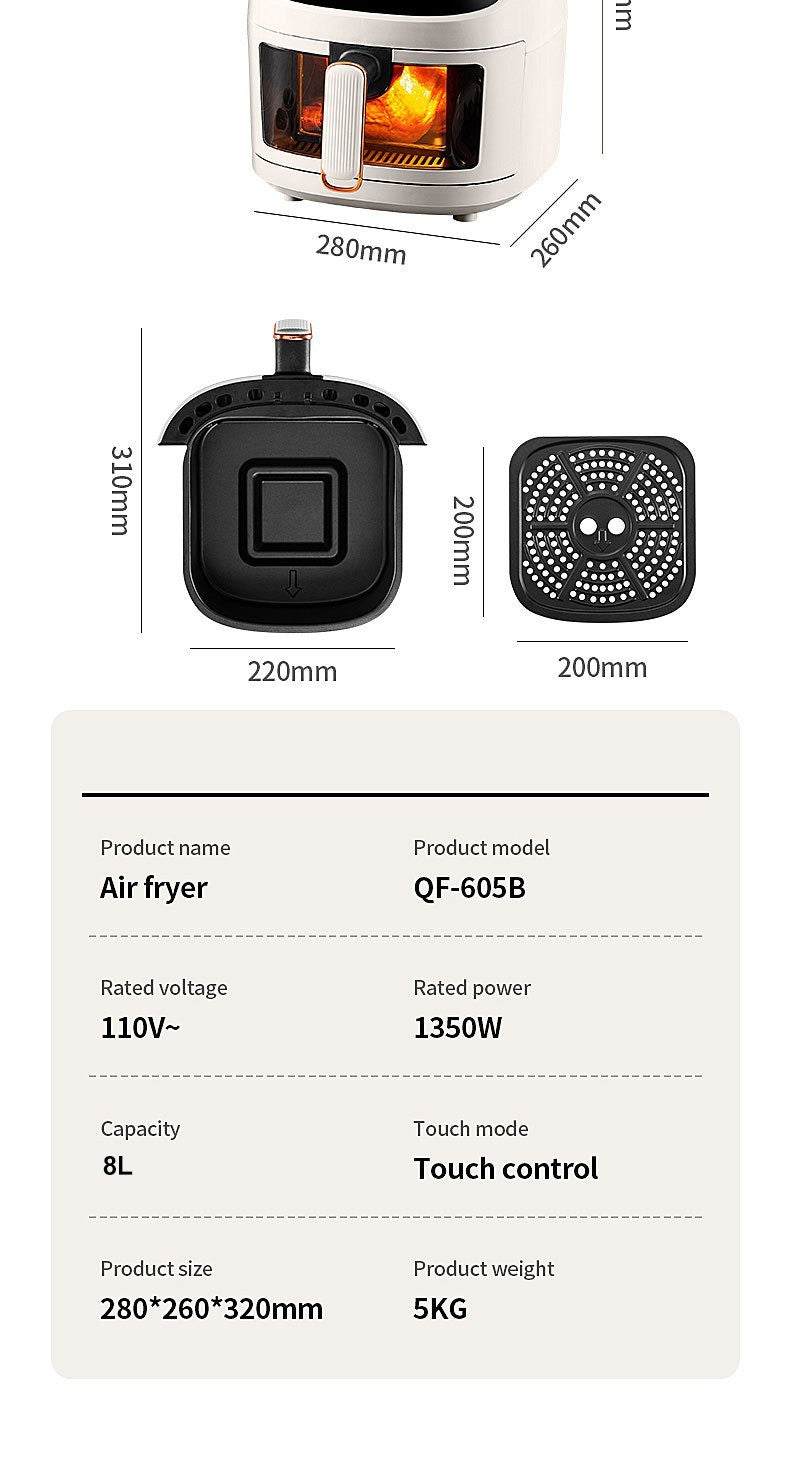 Fritadeira Elétrica 8L Inteligente para Uso Doméstico Cozinha Pizza Cooker Sem Óleo Forno Torradeira Fabricante Atacado 110/220V
