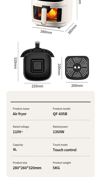 Fritadeira Elétrica 8L Inteligente para Uso Doméstico Cozinha Pizza Cooker Sem Óleo Forno Torradeira Fabricante Atacado 110/220V