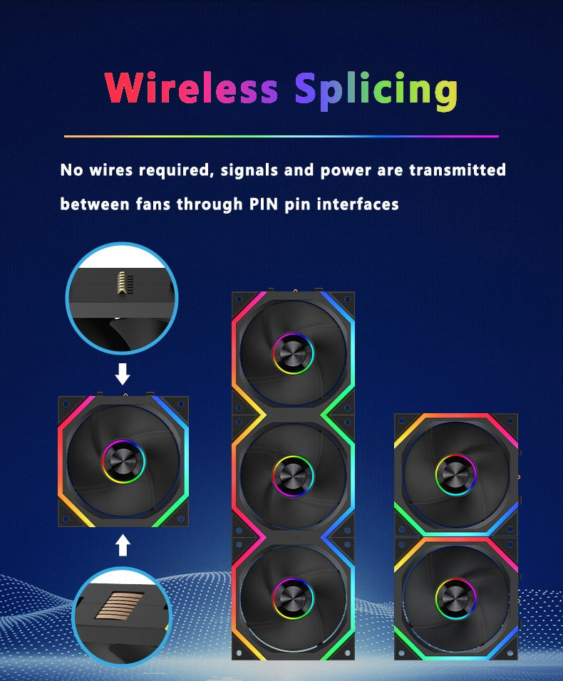 ICE Whale WX-3 Wireless Splicing Fan ARGB Air-Cooled Cooling Accessories 1600RPM 12CM Chassis Fan