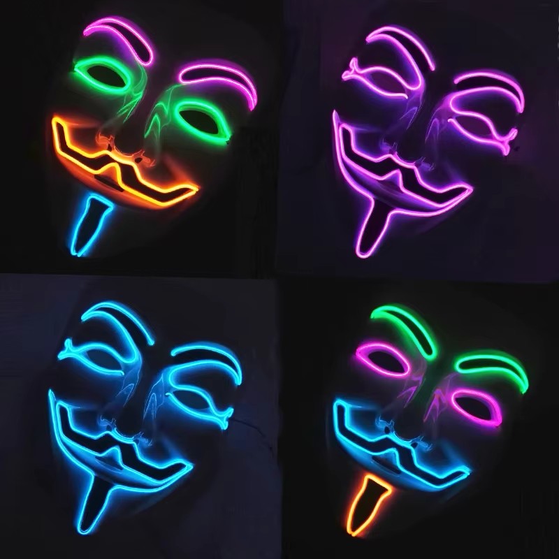 Halloween LED Vendetta Mask Night Club Carnival Party Festival Decoration Cosplay Vendetta Guy Fawkes Mascara Glowing V Mask