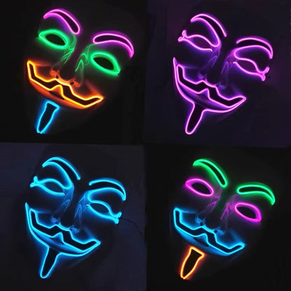 Halloween LED Vendetta Mask Night Club Carnival Party Festival Decoration Cosplay Vendetta Guy Fawkes Mascara Glowing V Mask