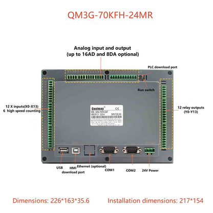 IHM CLP Integrado Tudo-em-Um Coolmay Série QM3G Suporta Personalização Analógica e Ethernet Modelos Disponíveis de 4.3''/5''/7''/10''