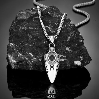 Colar de Runas Nórdicas Lança de Odin Gungnir Masculino Dourado Aço Inoxidável Pingente Ponta de Flecha Valknut Talismã Joias Vikings Masculinas