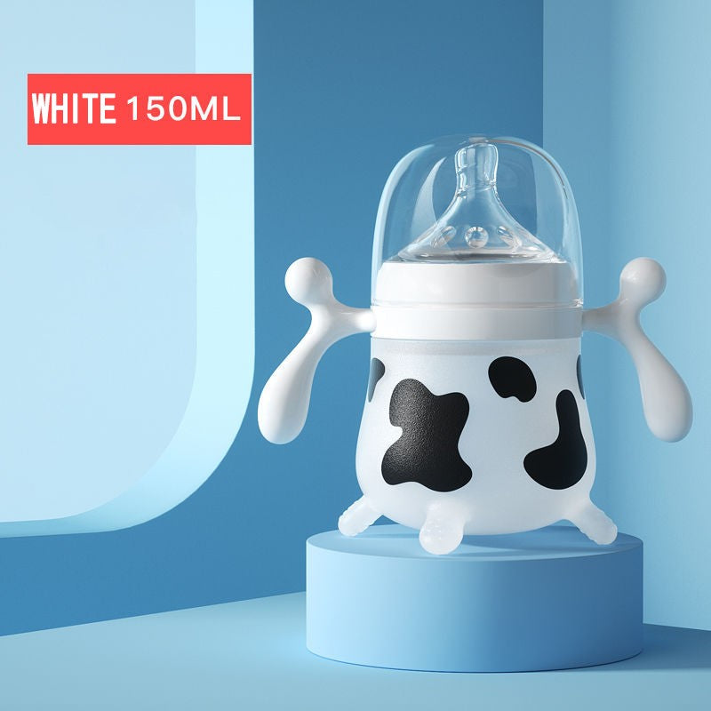 Silicone Baby Feeding Bottle Cute Cow Imitating Breast Milk For Newborn Infant Anti colic Anti choking Milk Feeding Supplies New