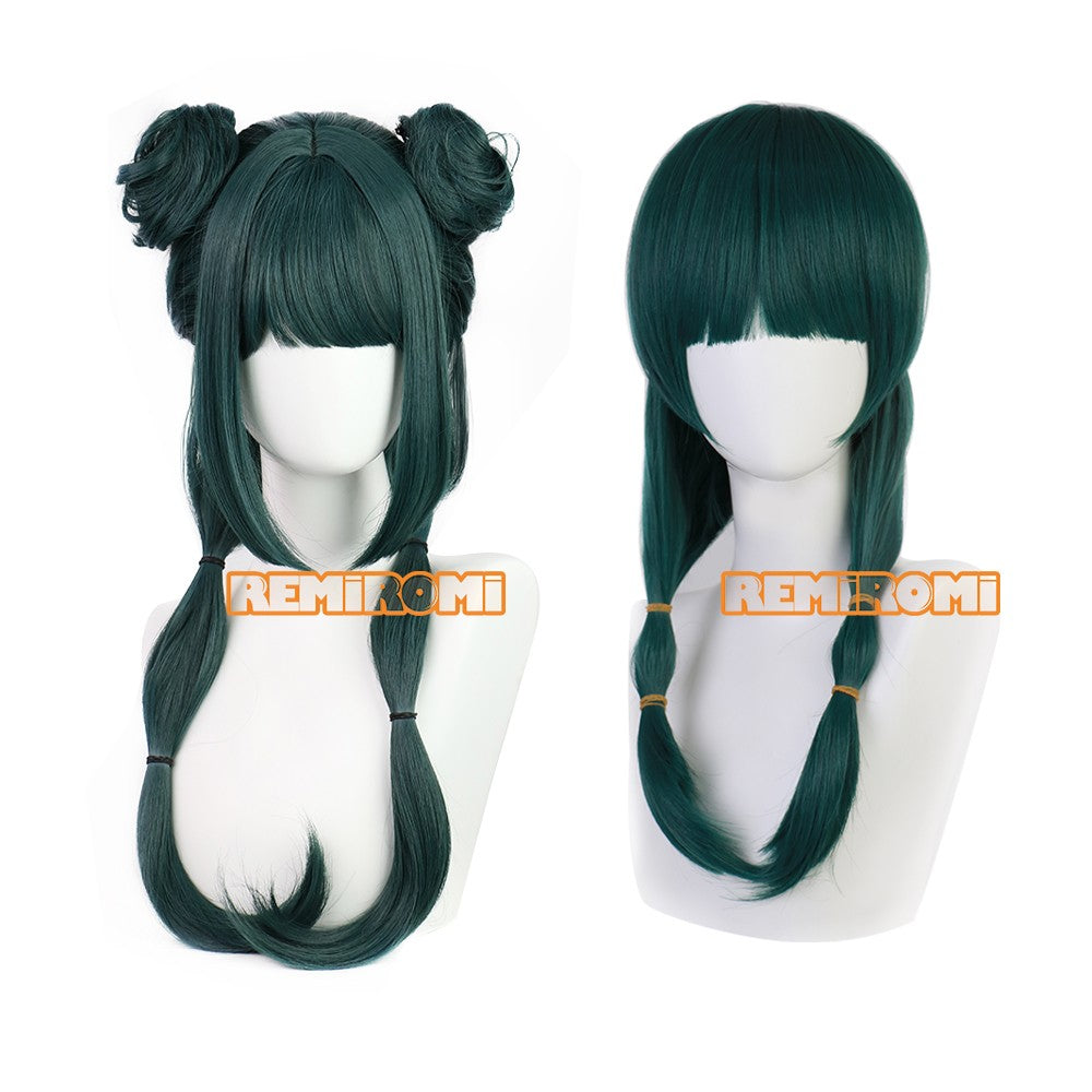 Peruca de Cosplay Maomao Sintética Anime The Apothecary Diaries Cabelo Verde 2 Estilos Kusuriya no Hitorigoto Grampo de Cabelo Touca + Touca de Peruca