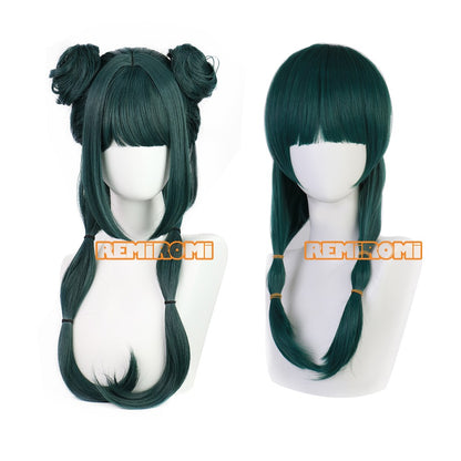 Peruca de Cosplay Maomao Sintética Anime The Apothecary Diaries Cabelo Verde 2 Estilos Kusuriya no Hitorigoto Grampo de Cabelo Touca + Touca de Peruca
