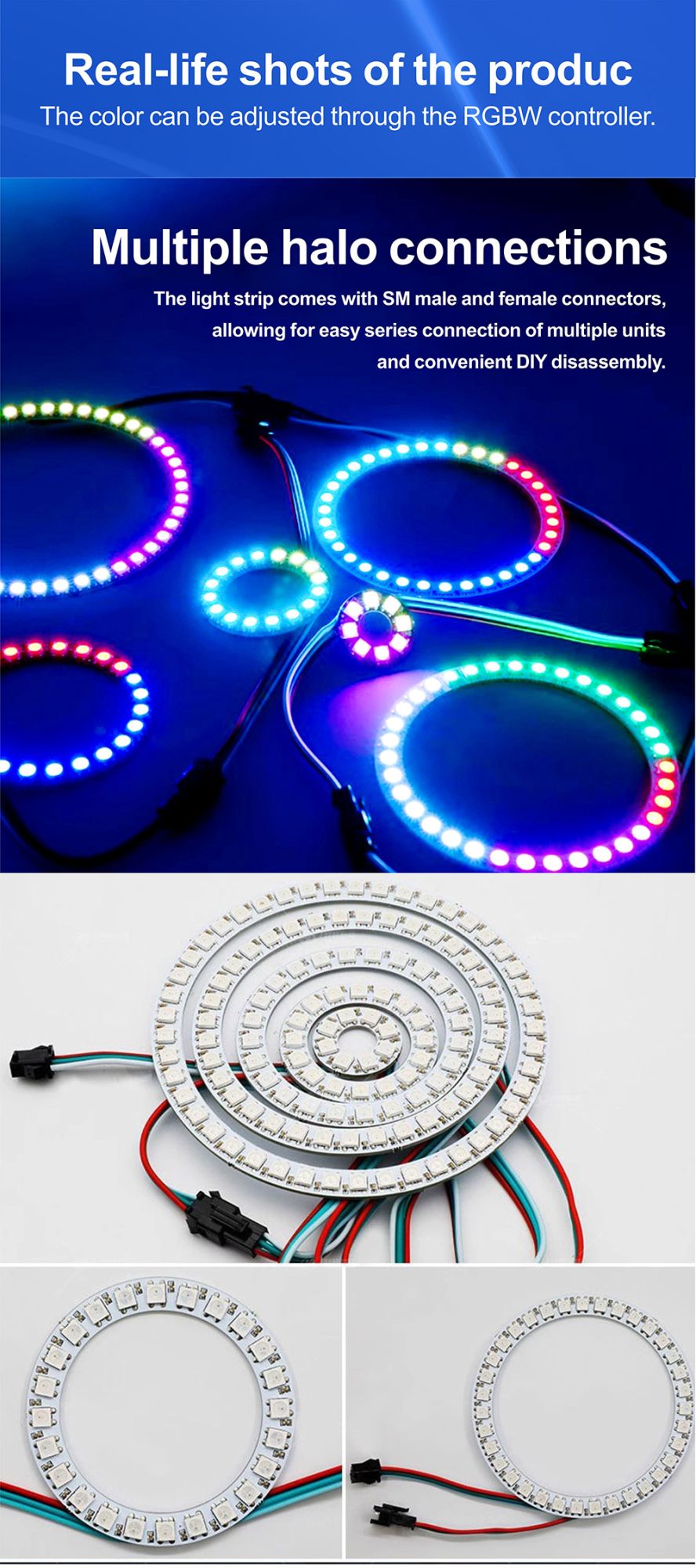 DC5V WS2812B Pixel Ring LED Panel Light Individual 8/16/24/35/45/128 LED Addressable WS2812 IC 5050 RGB LED Ring Module