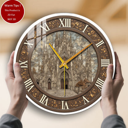 Tempered Glass Wall Clock Gothic Cathedral Clock Design Suitable For Wall Decor or Tabletop Display Anywhere