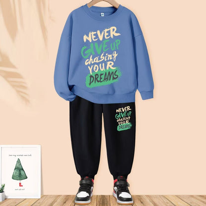 Autumn Baby Girls Clothes Set Kid Boys Letter Printed Sweatshirts Pullover Top And Pants 2 Pieces Suit Children Tracksuits