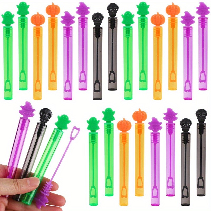 12/24Pcs Halloween Empty Bubble Soap Bottles Tube Skull Ghost Pumpkin Bubble Wands Halloween Party Trick or Treat Favors Decor