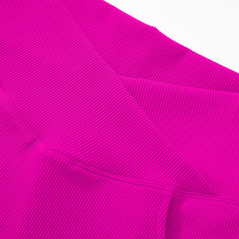 Women Ribbed Crossover Flare Leggings V Waist Slim Fit Yoga Pants with Pockets Workout Fitness Yoga Pants Flared Pants Female