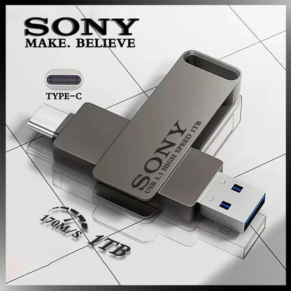 SONY USB 2TB Flash Pen Drive 2 in 1 OTG USB 3.1 Metal Memory Stick Dual C Pendrive 128GB 256GB 512GB 1TB High-Speed Storage De
