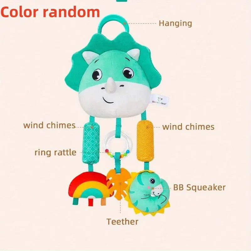 Chocalho Espiral para Berço Brinquedos de Bebê com Desenhos Animados de Animais, Chocalho de Carrinho de Bebê, Brinquedos de Carro para Recém-Nascidos