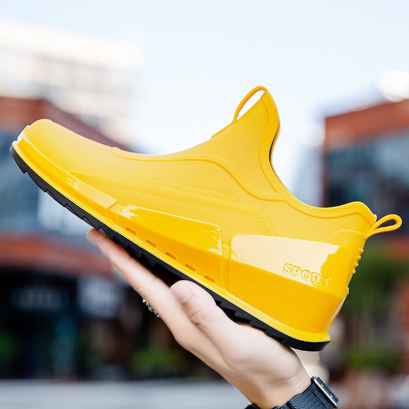 Ankle Rain Boots Men's Motorcycle Waterproof Shoes Outdoor Rain Boots Fishing Non-slip Rubber Shoes Thick Soled Water Shoes