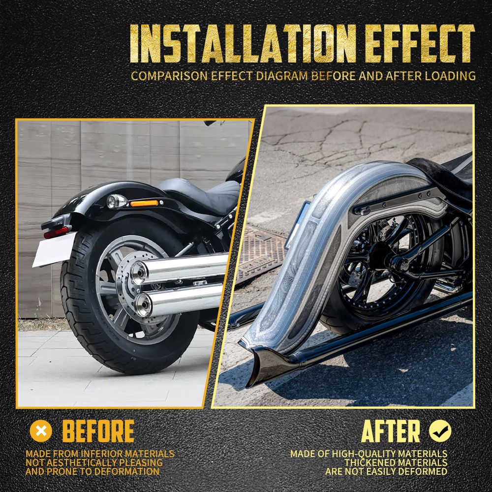 Capa de para-lama traseiro estendido de 6" para motocicleta Harley Softail 1986-2017 Fat Boy Breakout Low Rider FLFB FXLR FLDE FLSB