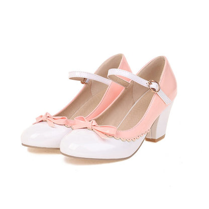 LIHUAMAO candy color Mary jane chunky heel women shoes platform ankle strap pumps party cosplay uniform dress wedding shoes
