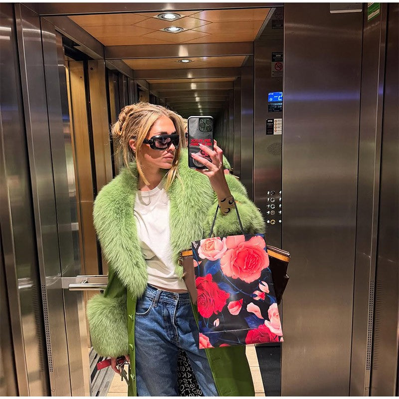 Fashion Solid Plush Faux Fur Coat Women Elegant Warm Long Sleeves Loose Jacket 2025 Lady Winter Chic High Street Outerwear ?