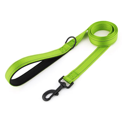 Coleira de cachorro Laeds Leashes, coleira de cachorro de nylon de seda reflexiva para cães grandes, médios e pequenos passearem, corda engrossada para passear com animais de estimação