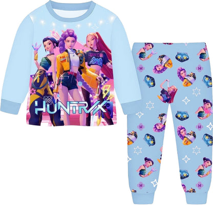 Anime Kpop Demon Hunters Zoey Costume Kids Huntrix Rumi Girls Tshirt Pants Sets Autumn Pajamas for Children's Clothing 3-14Years