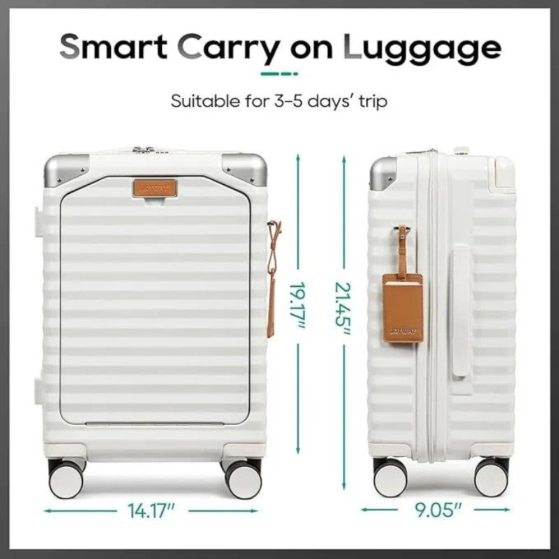 Mala de Viagem Joyway com Abertura Frontal de 20 polegadas, 1 peça, Porta-copos, Trava TSA, Rodas Giratórias Silenciosas, Leve e Durável