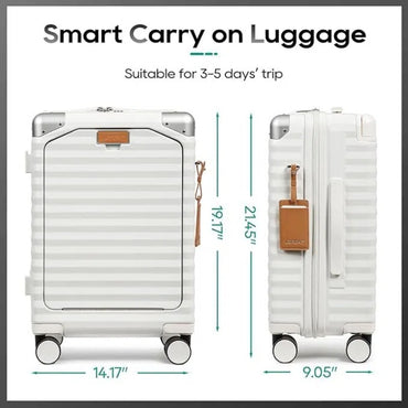 Mala de Viagem Joyway com Abertura Frontal de 20 polegadas, 1 peça, Porta-copos, Trava TSA, Rodas Giratórias Silenciosas, Leve e Durável